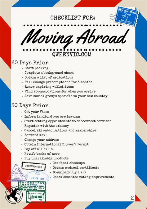 moving abroad for a year checklist